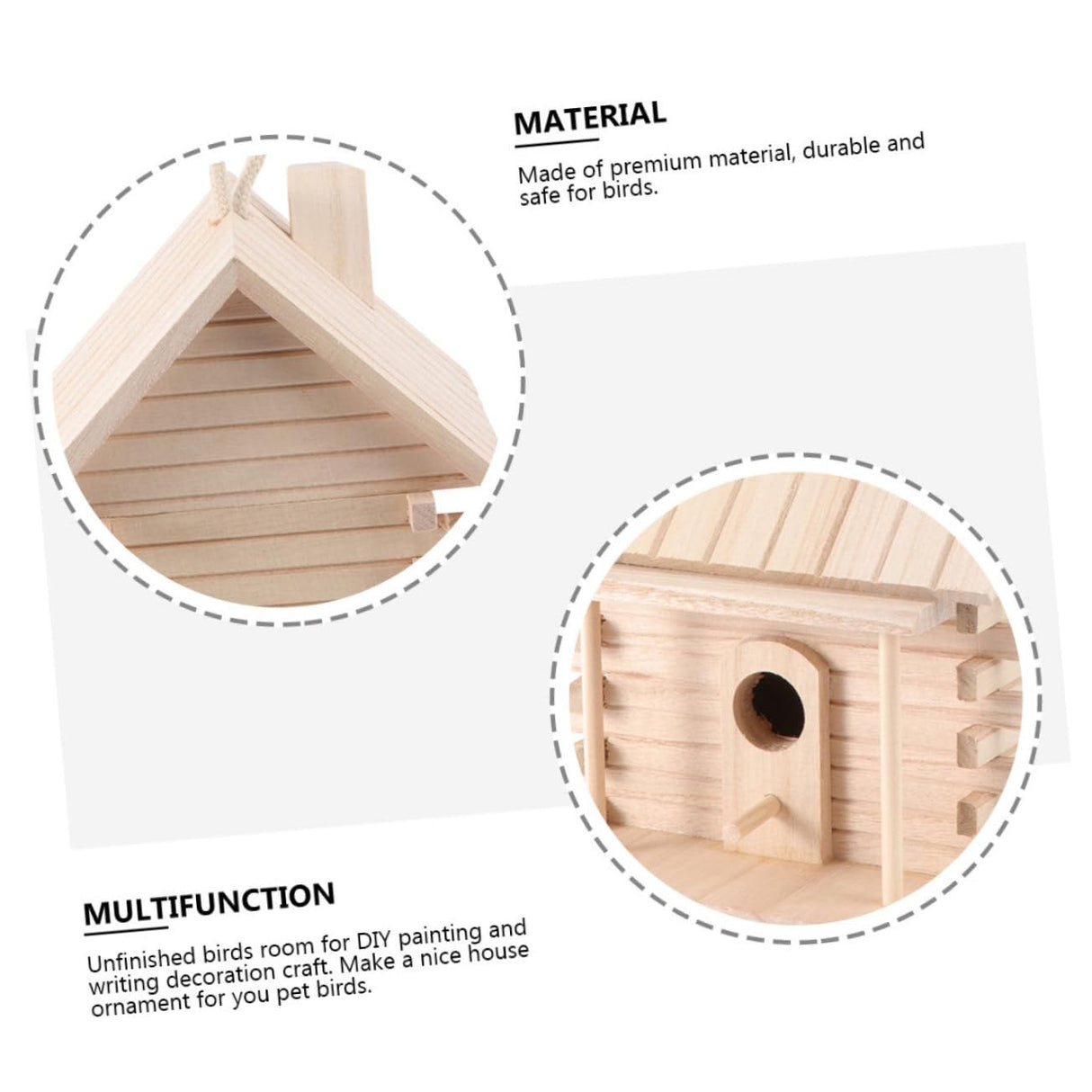 BESPORTBLE 2pcs Hanging Wooden Bird's Nest Wood Decor Wooden Decor Bird Feeders for Outdoors Parakeet Wooden Bird Nest Wood Trim Natural Bird Hut BESPORTBLE