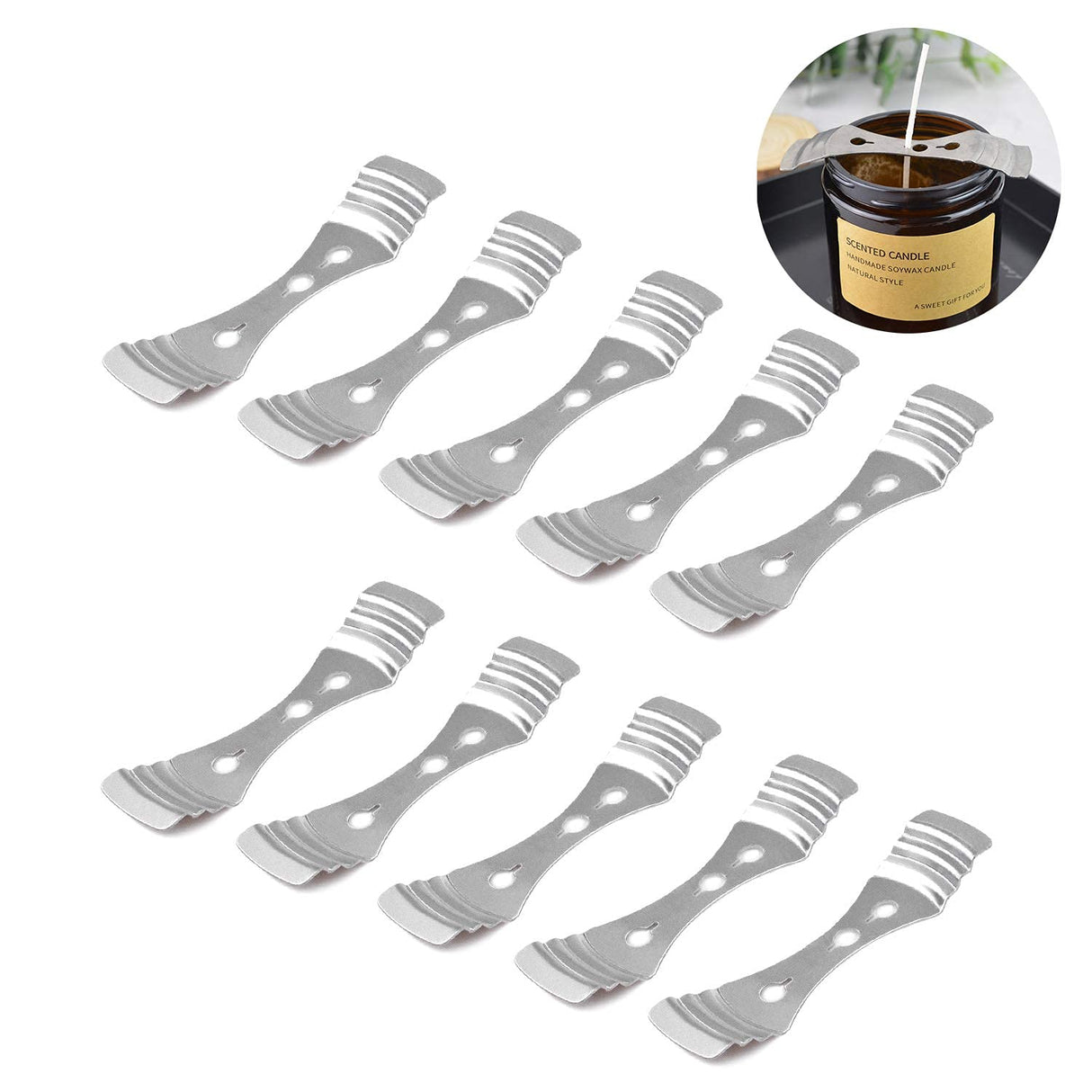 DINGPAI 20pcs Metal Candle Wick Centering Devices, Silver Stainless Steel Candle Wick Holder for Candle Making DINGPAI
