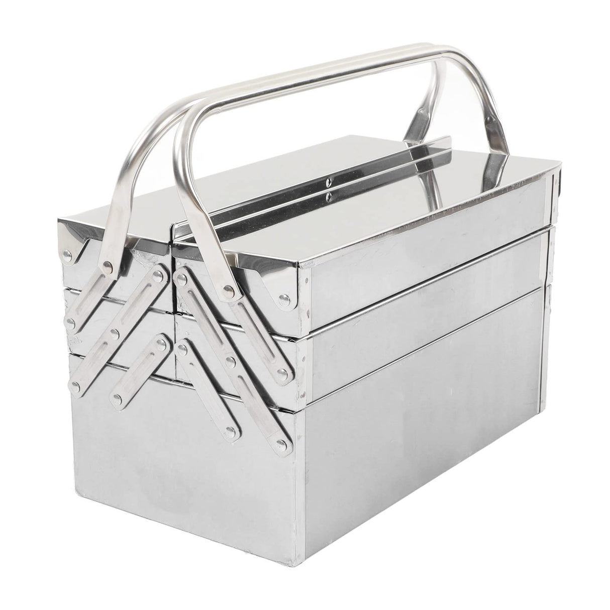 Portable Cantilever Tool Box Crafted from Stainless Steel with 5 Tray Cantilever for Home and Auto Repair Folding Metal Toolbox. (460) Walfront
