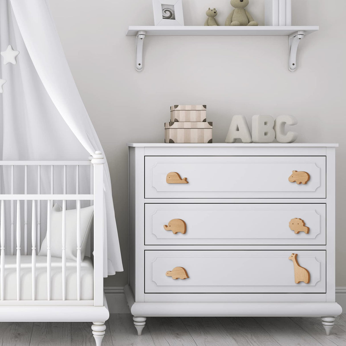 Qunclay Wooden Animal Cabinet Knobs Decorative Wood Dresser Knobs with Screws Dresser Pulls Wood Marine Woodland Animals Knobs Furniture Knobs Qunclay