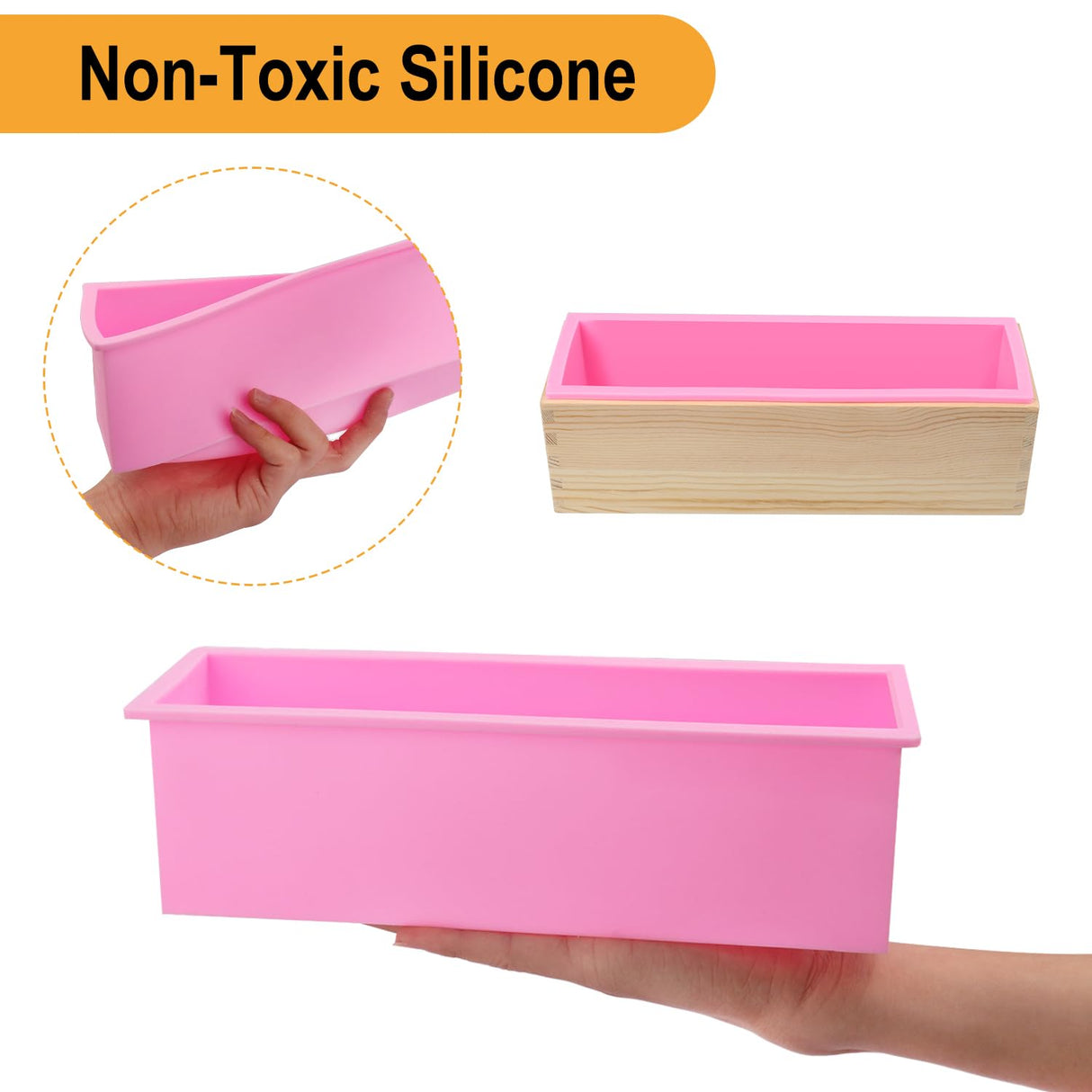 Premium Soap Making Kit with 42oz Silicone Molds & Wooden Box & Two Cutter, Complete Crafting Set for Pour or Cold Process Soap, by GNIEMCKIN GNIEMCKIN