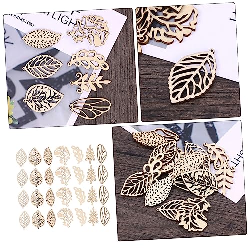 Abaodam 50Pcs Christmas Stickers Flower centerpieces Wooden Decor Christmas Unfinished Wooden Ornaments DIY Wood Leaf Cutouts Christmas Wood Chips Abaodam