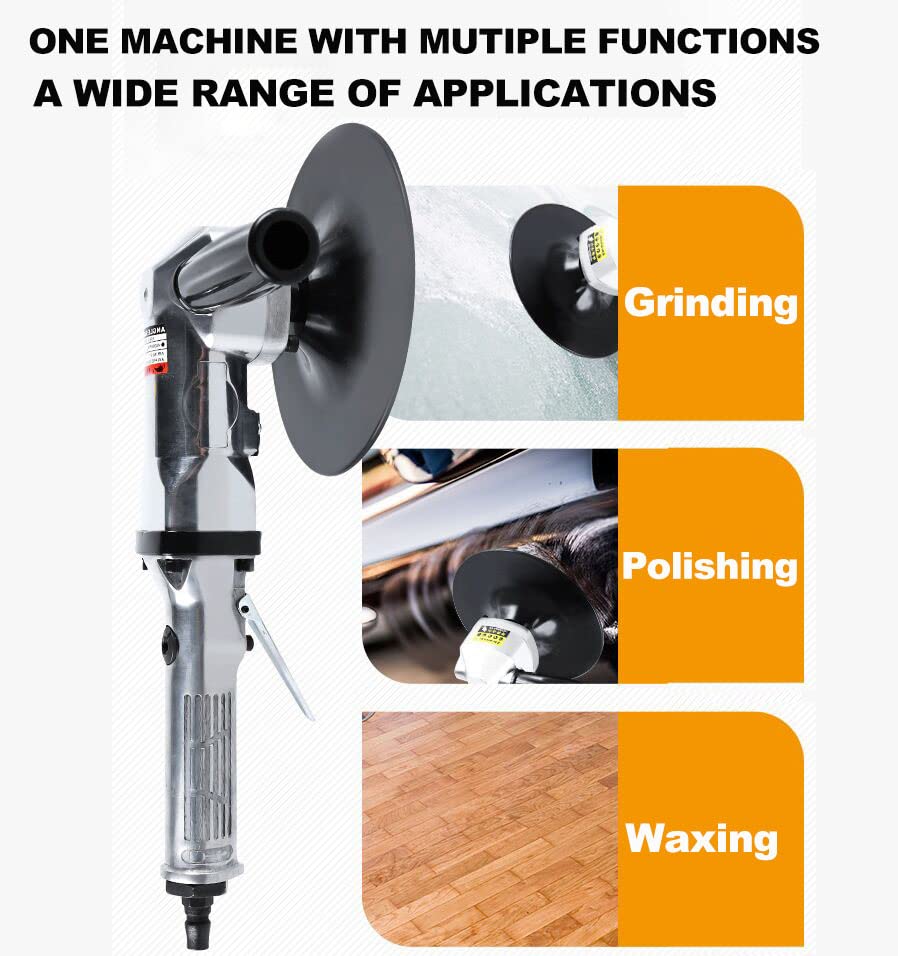 7-Inch Pneumatic Sander Heavy Duty Wet Air Sander/Polisher,Lightweight at 5.47 lbs,Adjustable Speed Up to 2500rpm Pneumatic Polisher Hand Sanding YPCOO