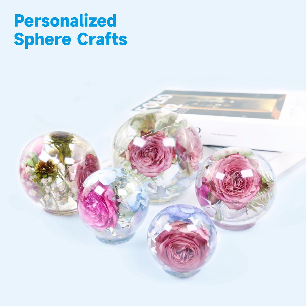 Sphere Resin Molds, 2 Pcs One-Piece 3D Silicone Globe Molds, Sphere Resin Casting Moulds, Large Ball Shape Epoxy Resin Molds for DIY Sphere Crafts, Varku