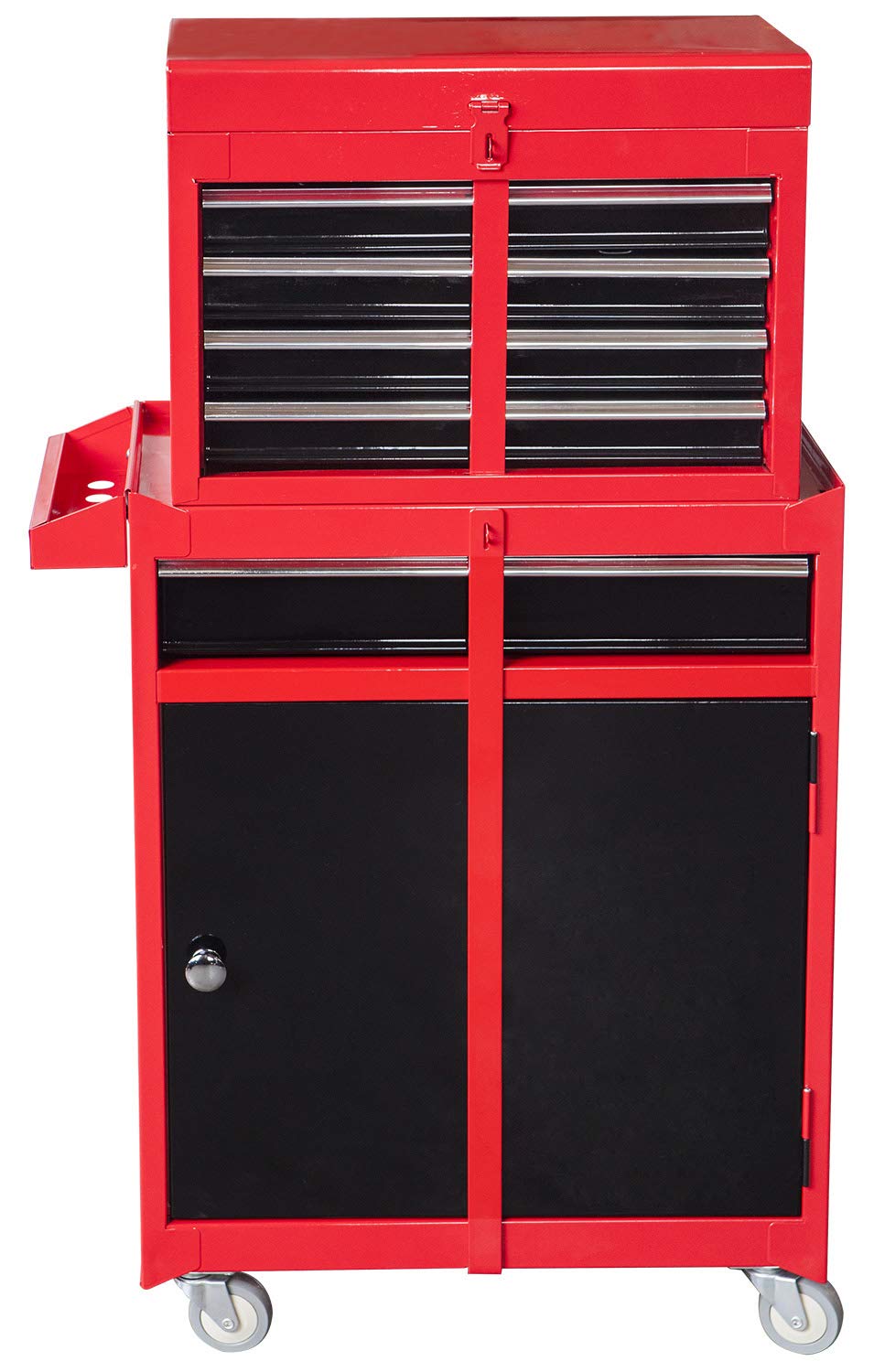 BIG RED ATBT1204R-RB Torin Rolling Garage Workshop Tool Organizer: Detachable 4 Drawer Tool Chest with Large Storage Cabinet and Adjustable Shelf, BIG RED