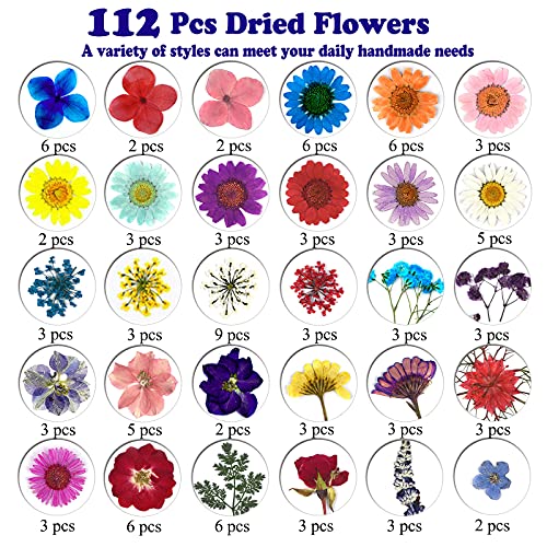 LUCISKY 152 Pcs Dried Pressed Flowers for Resin and Nails, Real Natural Flowers Leaves and Butterfly Stickers for Jewelry Soap and Candle Making LUCISKY