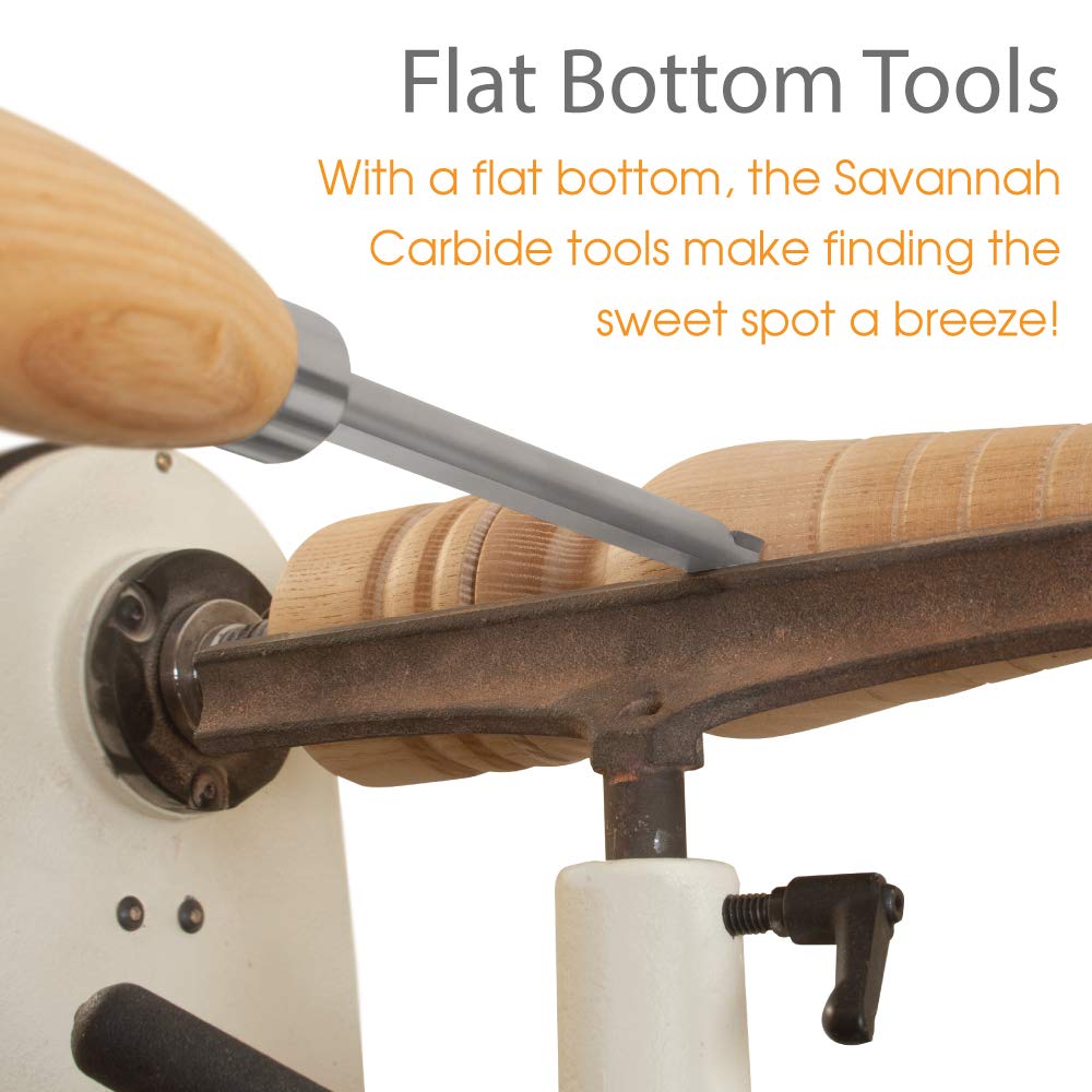 Savannah Carbide Turning Tool Large Size (3 Piece Set - All 3 Turning Tools) Includes Diamond Shape, Round and Square Turning Tools With Comfort Grip Savannah