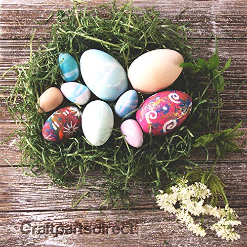 2-1/2 inch Wooden Hen Eggs | Easter Egg Hunt & Decorations | Ready to Craft Unfinished Wood Eggs | Flat Bottom -by CraftpartsDirect.com | Bag of 6 Craftparts Direct