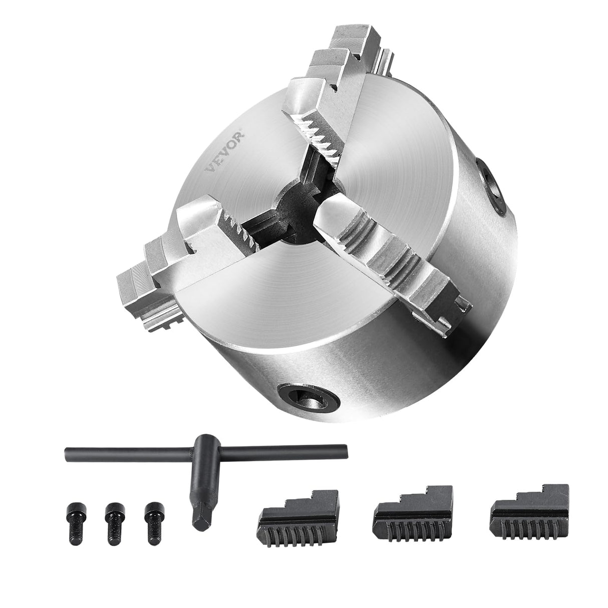 VEVOR 3-Jaw Lathe Chuck, 5'', Self-Centering Lathe Chuck, 0.1-5 in/2.5-125 mm Clamping Range with T-key Fixing Screws Reversible Jaws, for Lathe 3D VEVOR