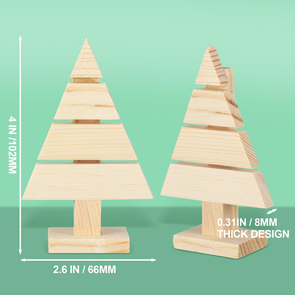 Geetery 12 Pcs Wooden Christmas Tree Standing Unfinished Wood Christmas Tree Pallet Ornaments 4 x 2.6 Blank Rustic Farmhouse Tree Shaped Craft Geetery