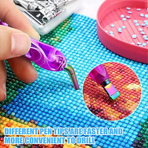 ZYNERY 27 PCS Diamond Painting Pens Kit, 12 PCS Metal Screw Thread Tips Stainless Steel Tips with 12 Clay, Diamond Art Pens 5D Diamond Painting Tools ZYNERY