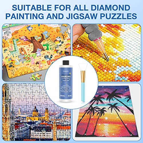 VansyLife Updated Diamond Painting Sealer 2 Pack 500ML with Silicone Brush, 5D Diamond Painting Glue Accessories Permanent Hold & Shine Effect for VansyLife