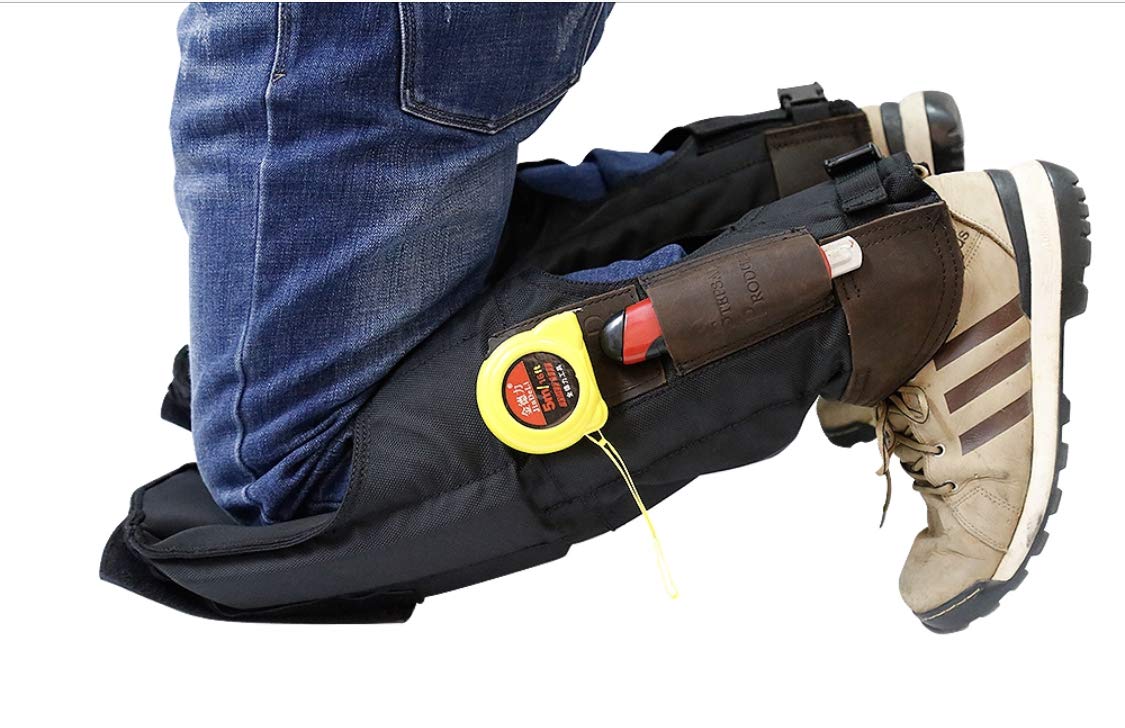 bradz Self-Supporting Knee Pads with built in tool pouches and replacable kneecaps offer open behind the knee all day comfort (5012 Medium, Camo) bradz