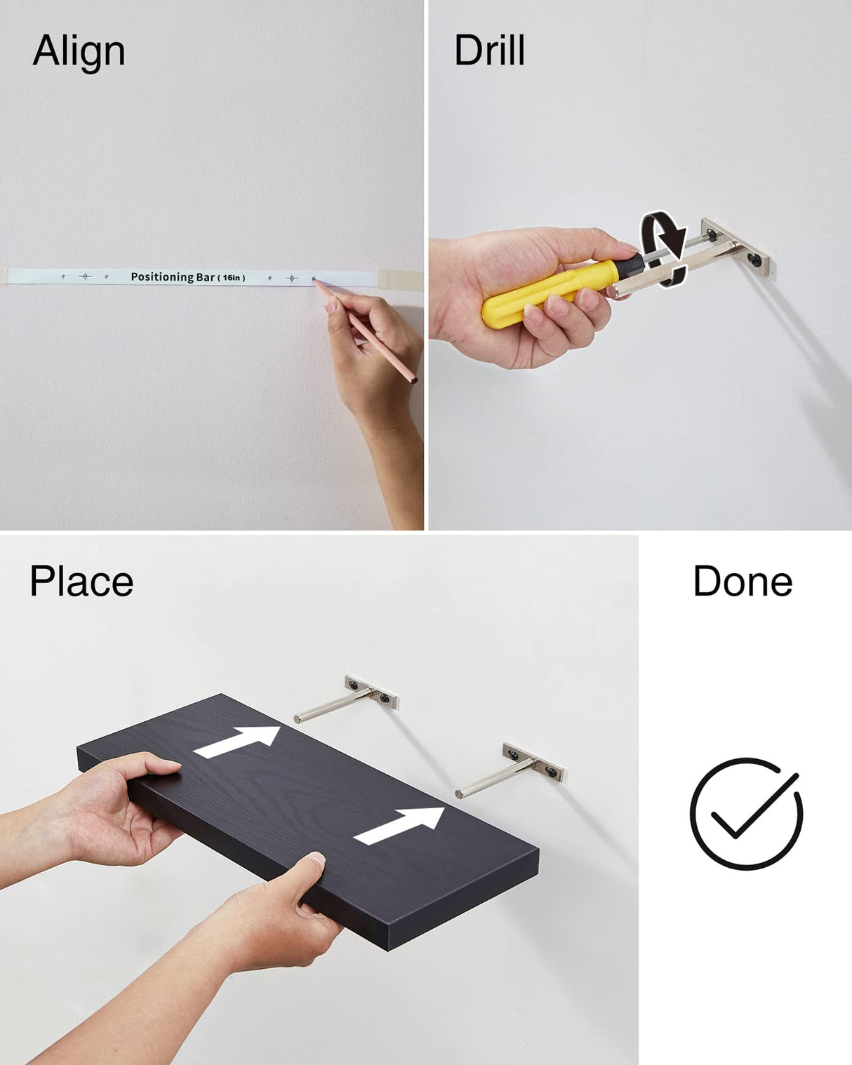 BAYKA Floating Shelves, Wall Mounted Rustic Wood Shelves for Bathroom, Bedroom, Living Room, Kitchen, Small Hanging Shelf for Books/Storage/Room BAYKA