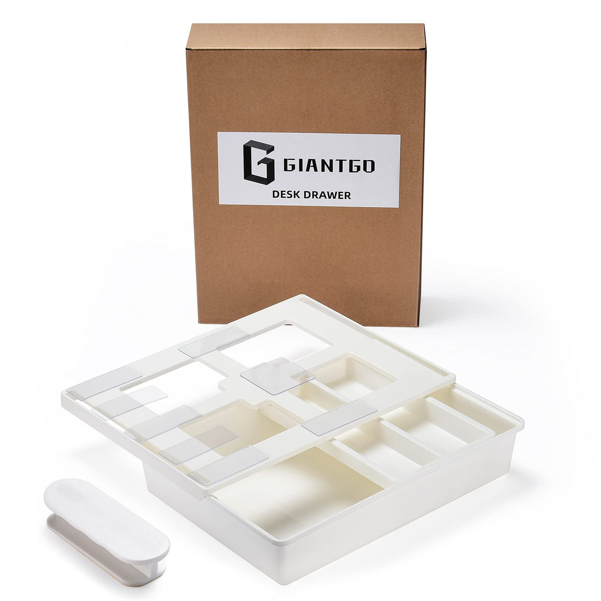 GGIANTGO Under Desk Drawer, Self-Adhesive Under Desk Storage, Desk Drawer Organizer for Office Home Stationery (Large-White) GGIANTGO