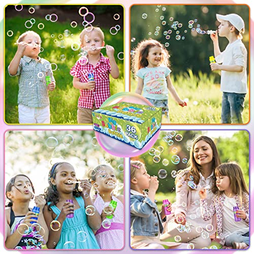 V-Opitos 36 Pack Bubble Bottles with Wands in 6 Colors, 4oz Bubbles Solution, Bubble Party Favors for Kids, Birthday, School Classroom Prizes for V-Opitos