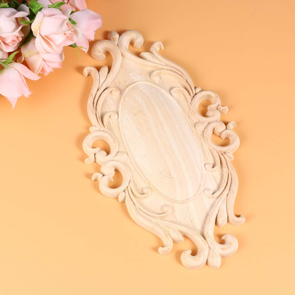 1pc Wood Appliques Onlays Furniture Onlays Carved Corner Onlay Furniture Decals Cabinet Corner Decal Western Style Furniture Solid Wood Cabinet LIOOBO