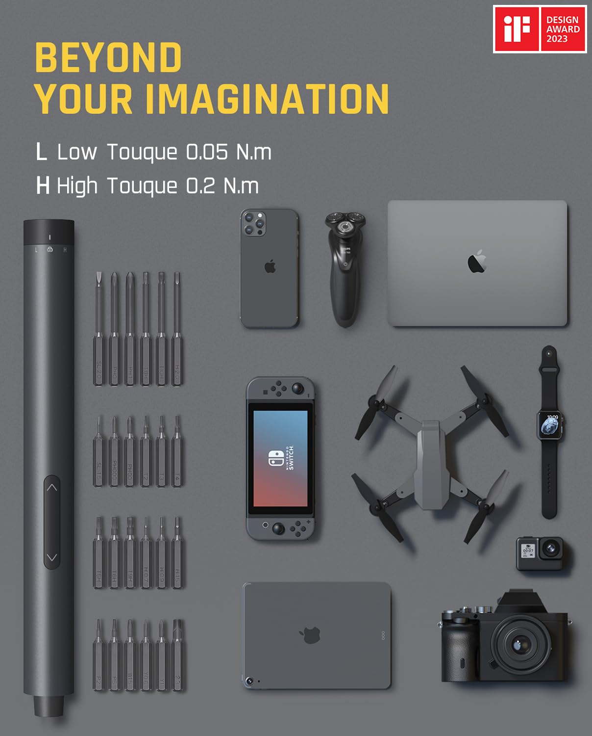 Fanttik E1 Max 3.7V Mini Electric Screwdriver, Precision Electric Screwdriver, 50-in-1 Magnetic Bits, Max 3 N.m, Magnetic Storage, 5/32''Hex, Repair Fanttik