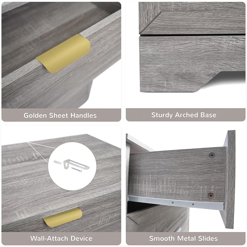 UYIHOME Modern 4 Drawer Dresser, 37inch Tall Dresser Chest with Large Drawer, Wood Nursery Dresser Storage Cabinet Organizer Unit for Bedroom, UYIHOME