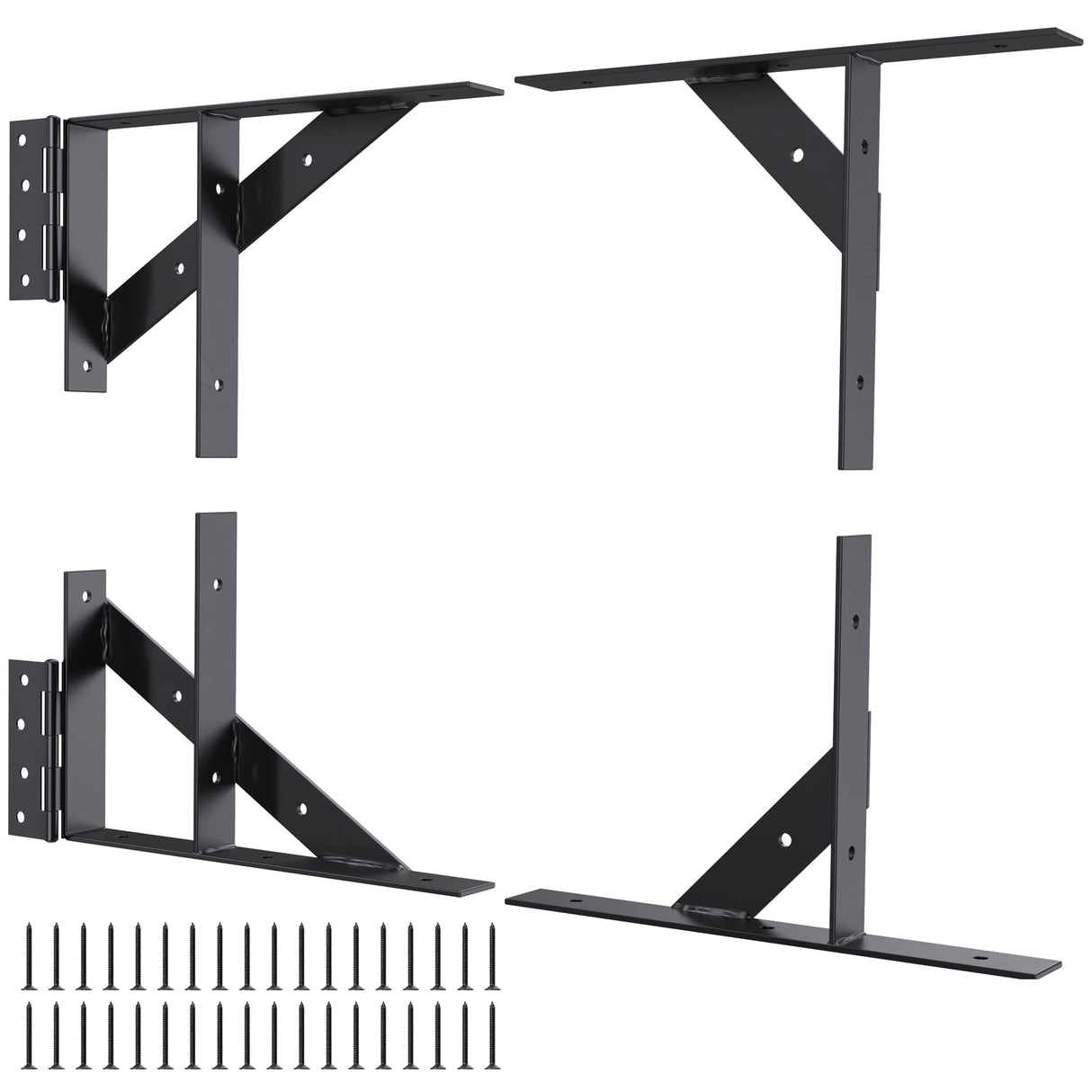 Gate Corner Brace Bracket Gate Kit for Wooden Fence Gate Hinges No Sag Frame Kit for Shed Doors, Driveway Gates, Corral Gates, Wood Windows (Black) Highpro