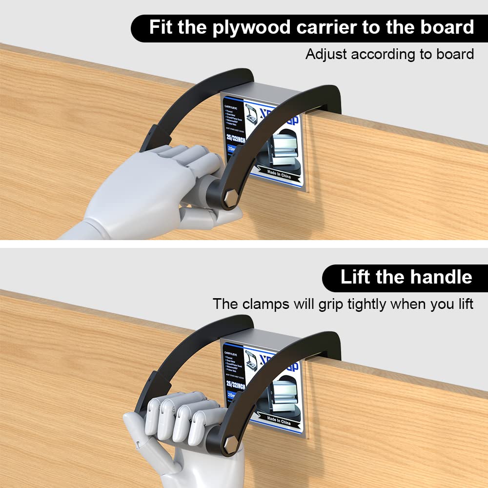XDENGP Panel and Plywood Carrier(2 Pack), Plywood Lifting Tool and Drywall Carrying Tool, Aluminum Alloy Soft-Grip Handle Gripper Lift for Sheetrock, XDENGP