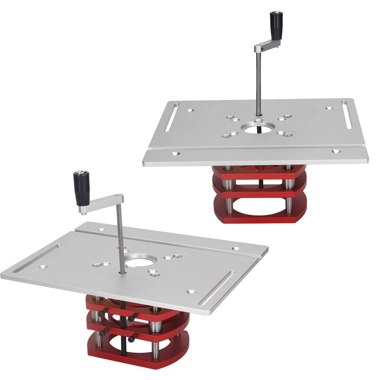 Acogedor Router Lift Kit, Metal Router Lift System with Router Table Insert Plate, 4 Jaw Clamping, Router Lift Base Accessories (Silver) Acogedor