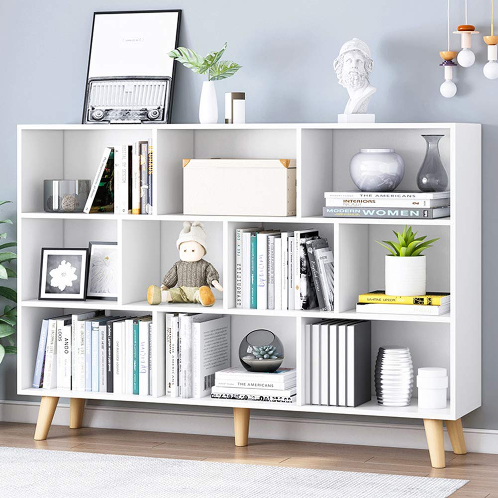 IOTXY Nordic Minimalist 3-Tier Wooden Open Shelf Bookcase in Warm White IOTXY