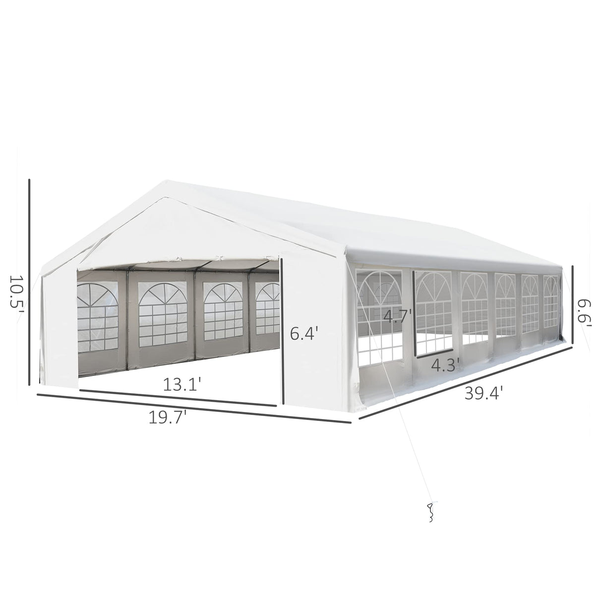 Outsunny 20' x 40' Heavy Duty Party Tent & Carport with Removable Sidewalls and Double Doors, Large Canopy Tent, Sun Shade Shelter, for Parties, Outsunny