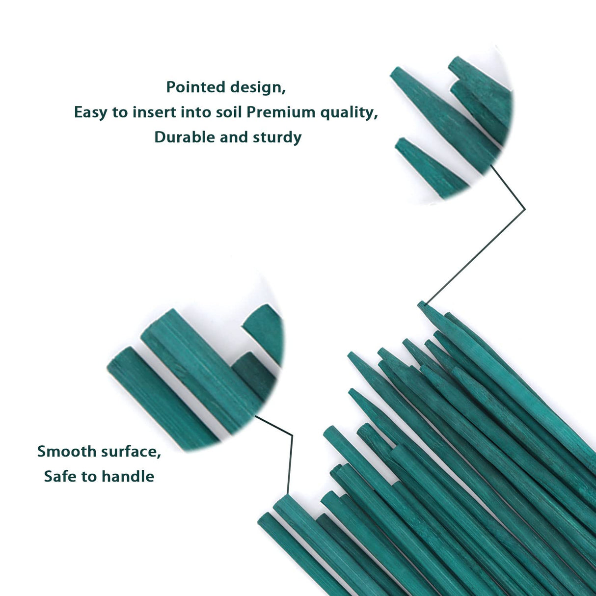 Green Bamboo Plant Stakes, Plant Sticks Support for Indoor and Outdoor Plants, Garden Wood Sturdy Bamboo Sticks, Floral Plant Support Stakes for Stroller