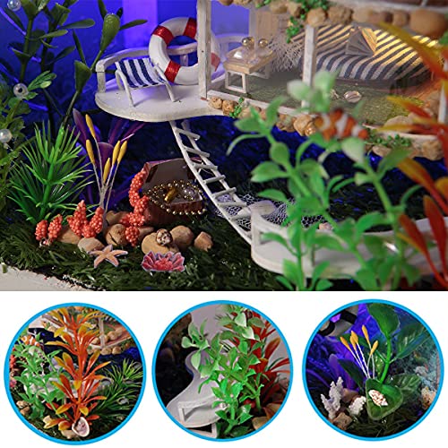 GuDoQi DIY Miniature Dollhouse Kit, Tiny House kit with Furniture and Dust Proof, Miniature House Kit 1:24 Scale Beachside Bungalow, Great Handmade GuDoQi