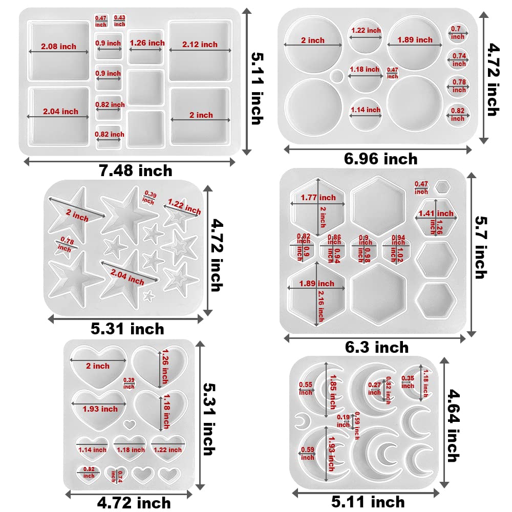 RESINWORLD Multi-Functional Small Silicone Molds Set for Resin + 16pcs Variety Geometric Pendant Silicone Molds with Hanging Hole ResinWorld