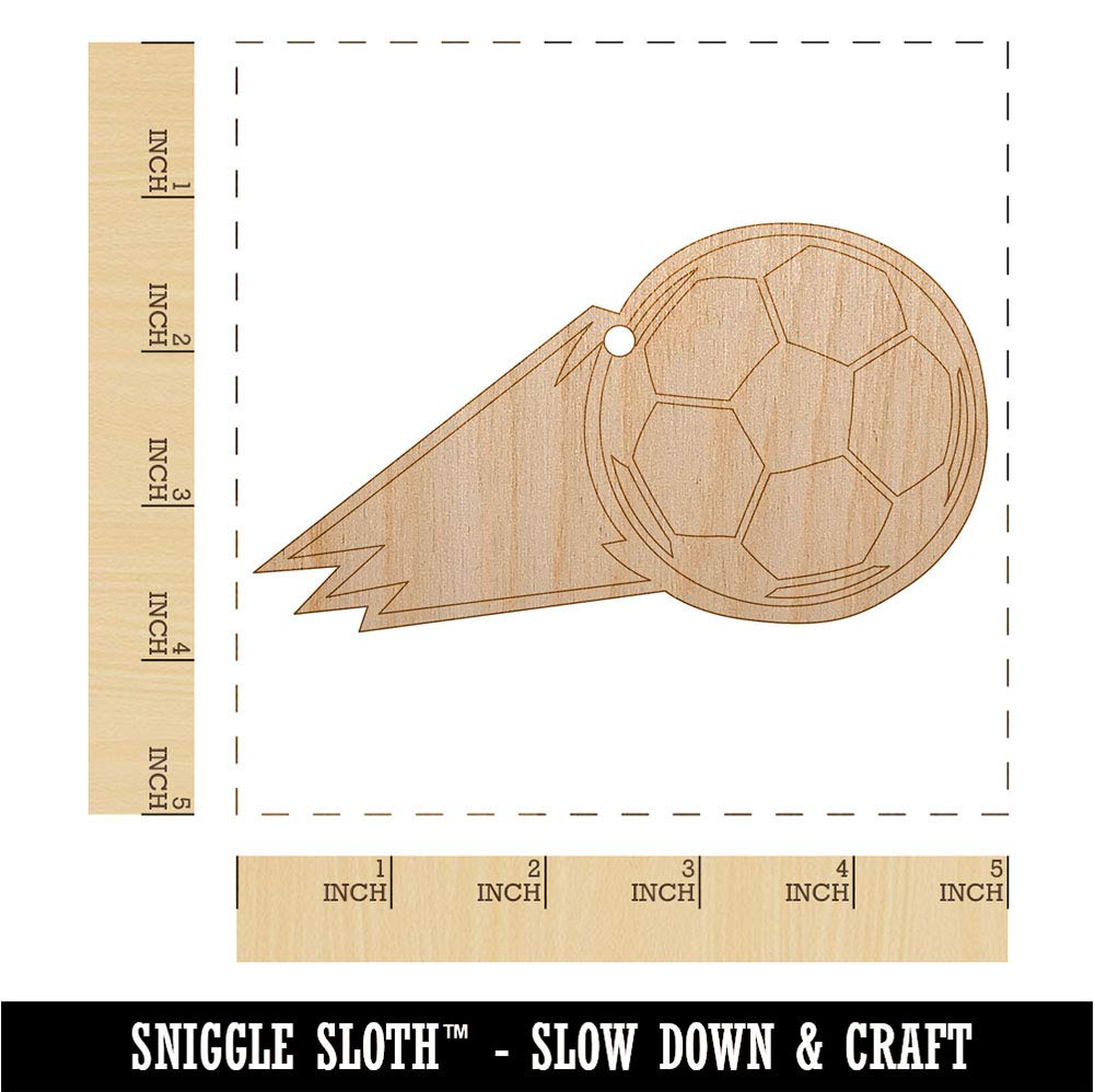 Soccer Ball Action Unfinished Craft Wood Holiday Christmas Tree DIY Pre-Drilled Ornament Sniggle Sloth