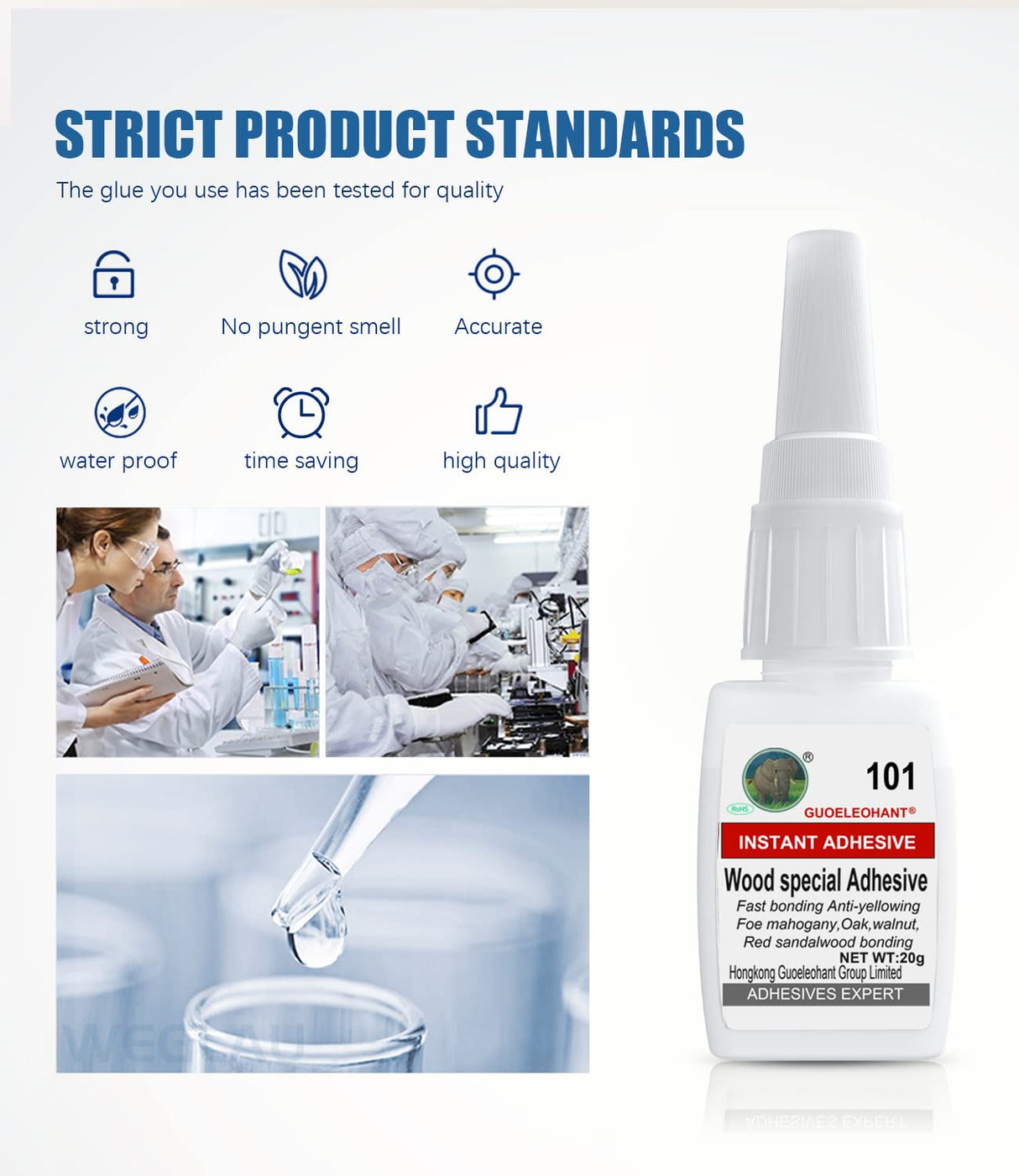 Weglau Wood Glue, Wood Adhesive,Instantly Strong Adhesive,Suitable for Wood, Oak, Wooden Craft, Wooden Product, Wood Edge,Paper, etc. - 20g Weglau