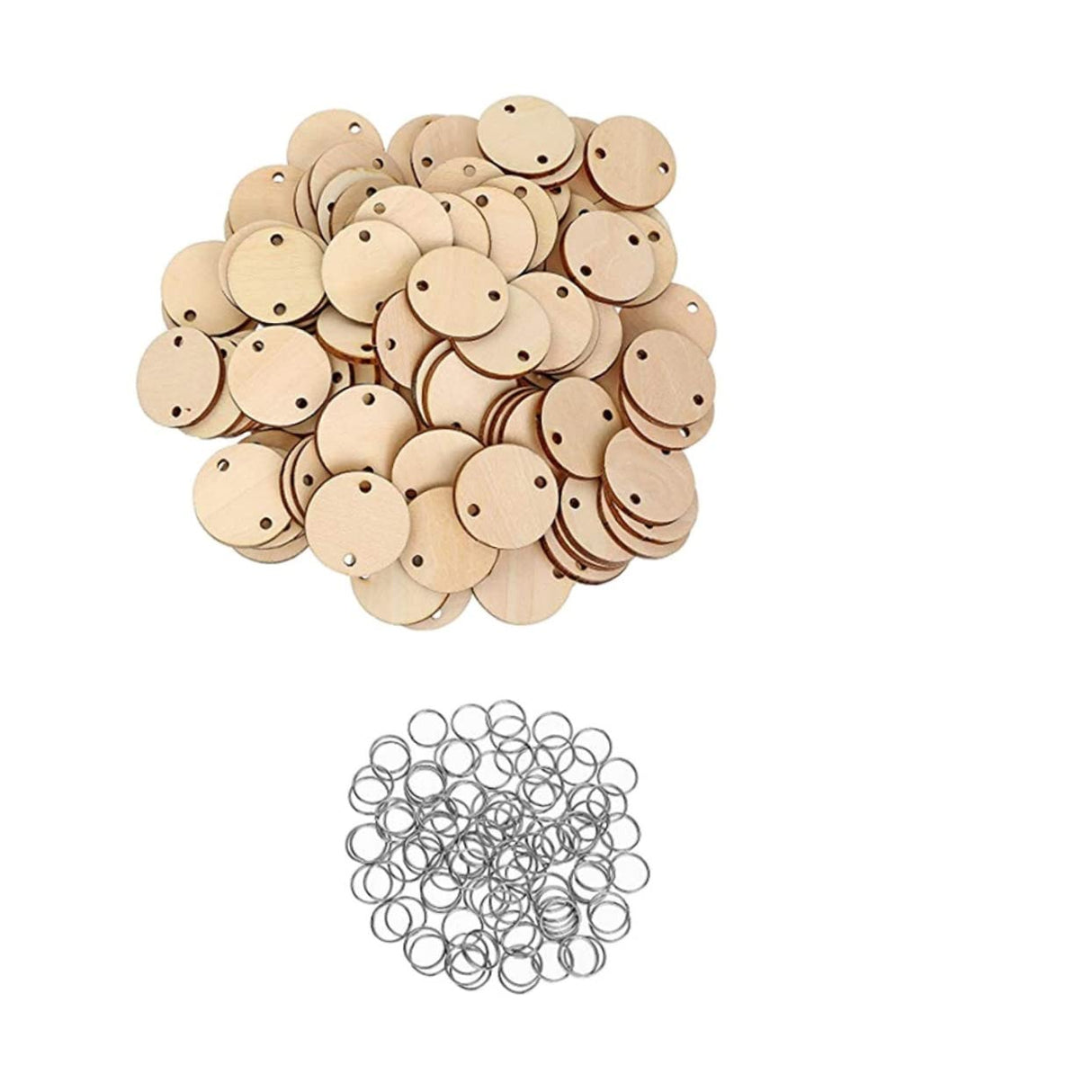 SEWACC 200 Pcs Round Wood Chip Pendant with Holes Wood Reminder Mini Calendar Wood Chips Family Birthday Board Reminder Board Calendar Slices SEWACC