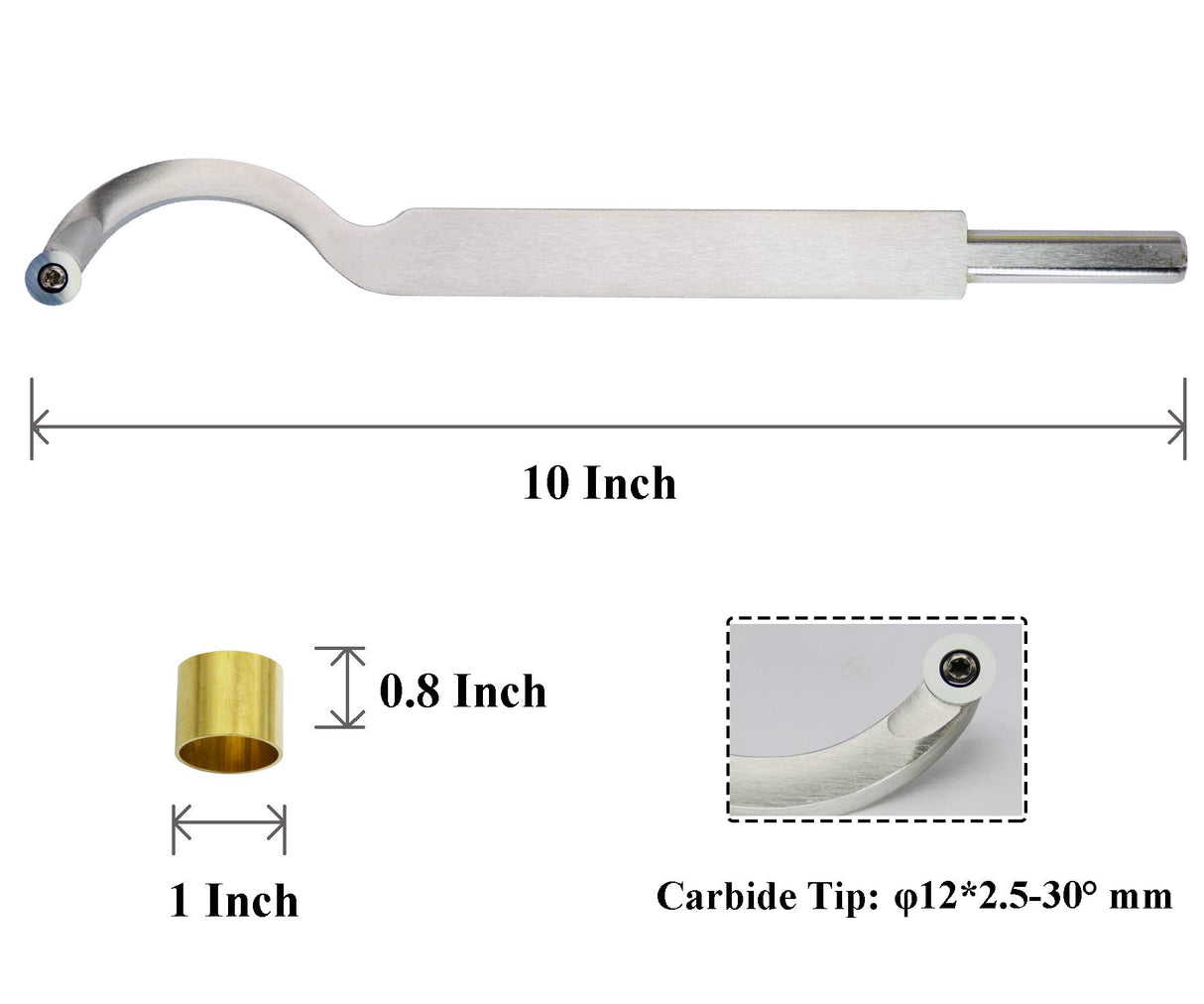 Carbide Tipped Woodturning Tool H12 Carbide Wood Lathe Tool Swan Hollower Made of Stainless Steel with 12mm Round Carbide Cutter and T15 star tip Dirtech
