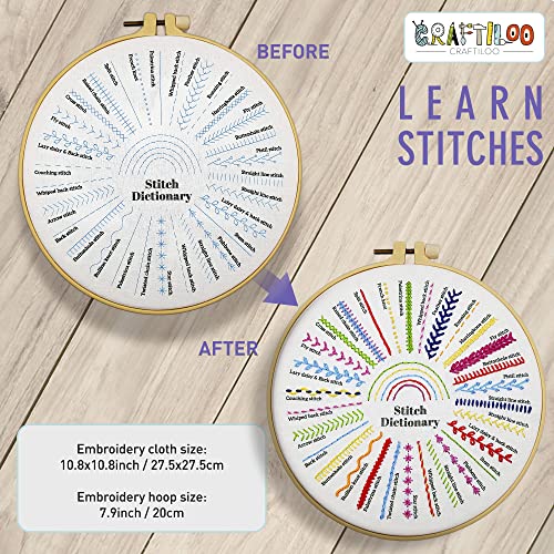 Learn 30 Stitches Cat Embroidery kit for Beginners . Beginner embroidery kit with Stamped Embroidery Patterns. Embroidery Kits. Embroidery Starter CRAFTILOO