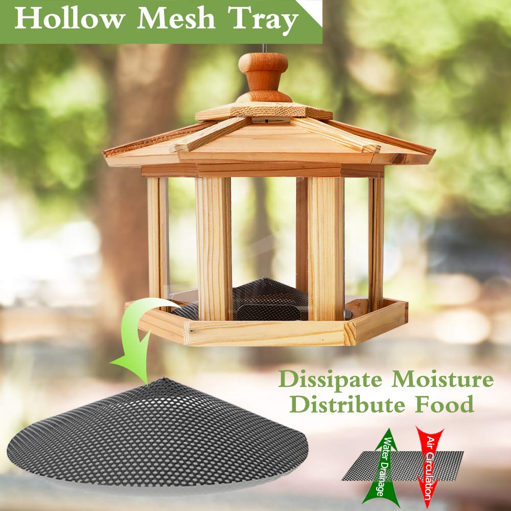 Solution4Patio Hexagon Shaped Gazebo Bird Feeder, USA Cedar, Hollow Mesh Tray, Large Capacity, Easy to Clean & Fill, 9.6" Dia. X 8.7" H, G-B121A00-US Solution4Patio Expert in Garden Creation