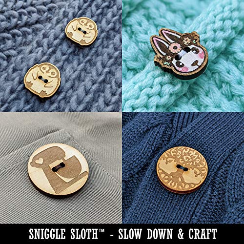 Intricate Leaf Design Wood Buttons for Sewing Knitting Crochet DIY Craft - Various Sizes (8pcs) Sniggle Sloth