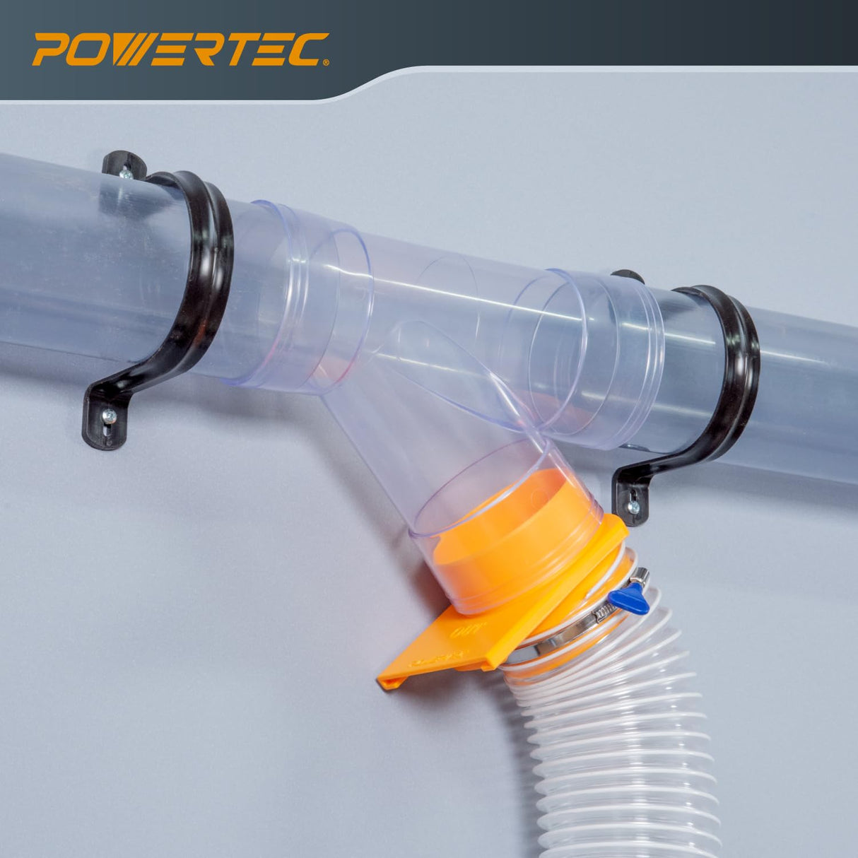 POWERTEC 70306 4 Inch Dust Collection Fittings Network with Dust Hose Splice, Blast Gates, Pipes, 90-Degree Elbow Connector, Y-fittings, Mounting POWERTEC
