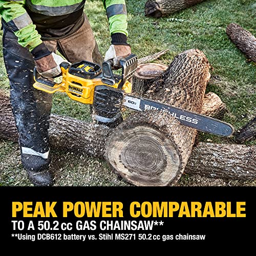 DEWALT 60V MAX Cordless Chainsaw Kit, 20 in., Battery & Charger Included (DCCS677Y1) DEWALT