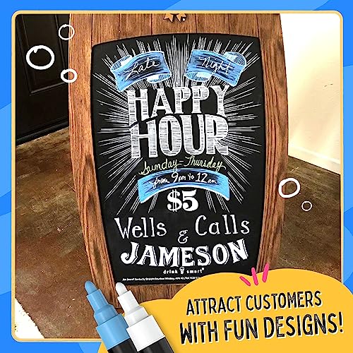 Chalkola Liquid Chalk Markers & Metallic Colors Pack of 16 Chalk Pens - for Chalkboard, Blackboards, Window, Glass, Bistro | 6mm Reversible Bullet & Chalkola