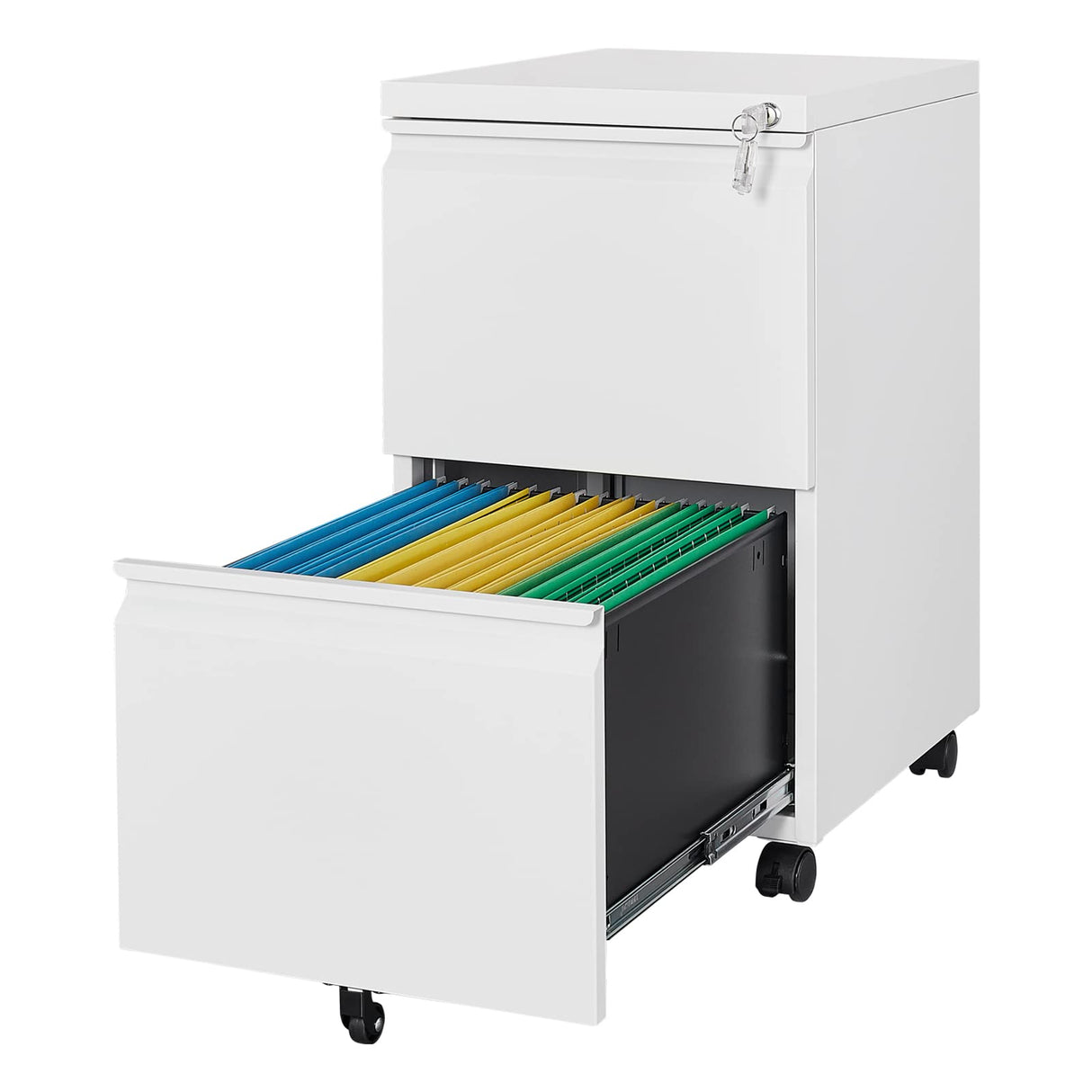 LISSIMO Metal File Cabinets with 2 Drawer,Under Desk Locking File Cabinet for Legal Letter Files, Office Storage Cabinet with Wheels Assembly LISSIMO