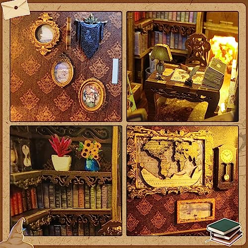 CRIOLPO Book Nook Kit - DIY Dollhouse Booknook, Book Nook Miniature Kit for Bookshelf Insert Decor Crafts for Adults Teen Halloween, 3D Wooden Puzzle CRIOLPO