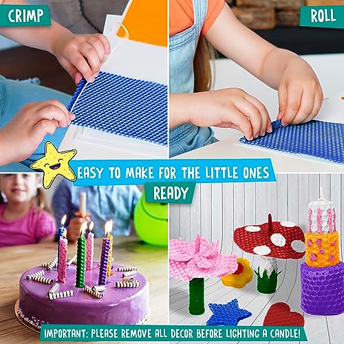 Beeswax Candle Making Kit for Kids - 100% Pure Bees Wax (16 Multicolor Sheets) DIY Candle Rolling Supplies for DIY Art Craft and STEM Projects for Candleology