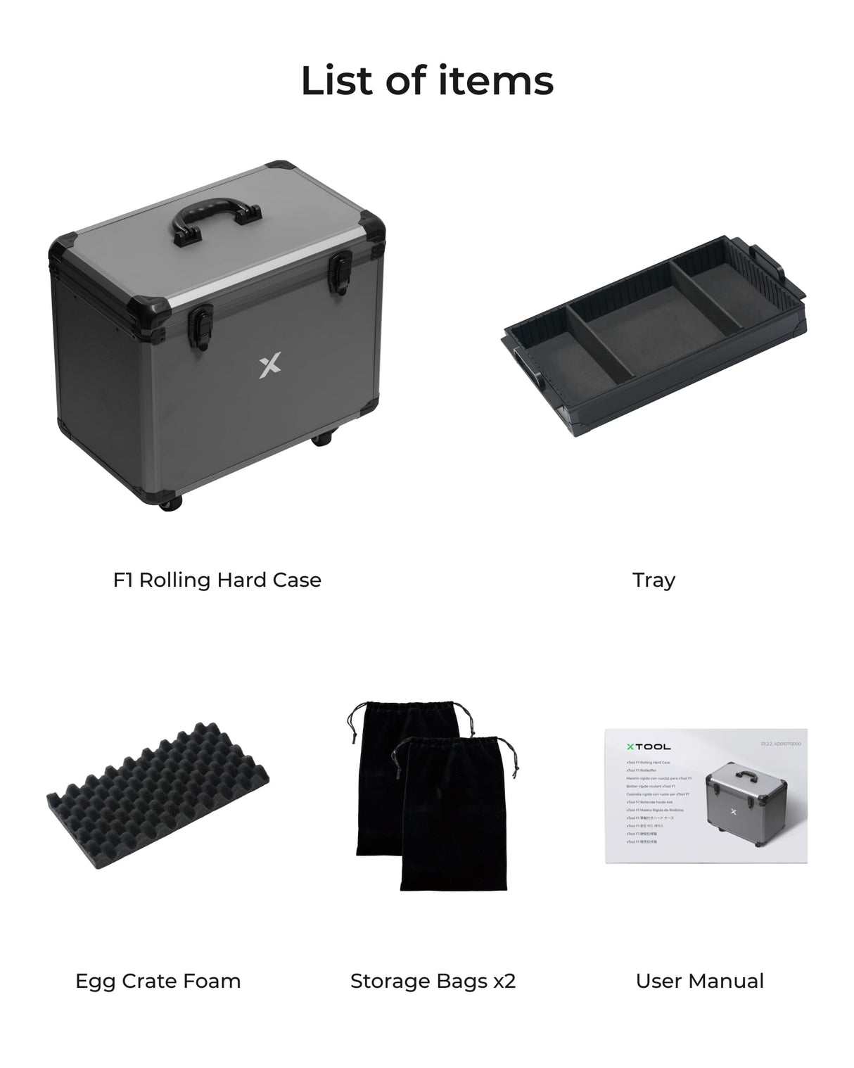 xTool F1 Rolling Hard Case for F1 Craftshow, Shockproof Shell and Embedded Foam Protect F1 Laser Machine, Retractable Handle and Omni-directional xTool