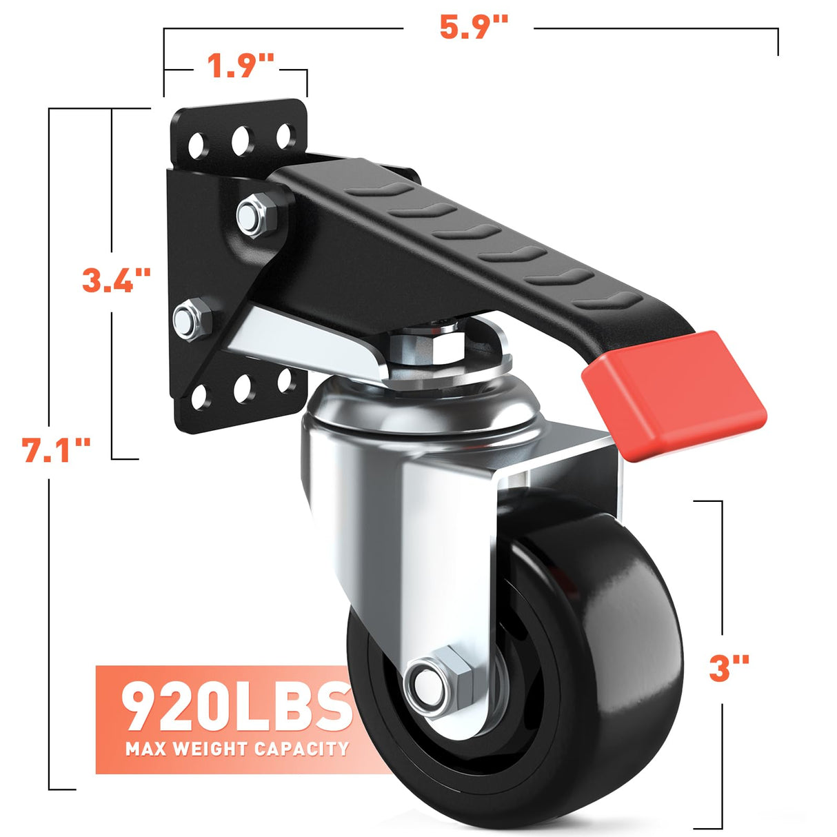 SPACEKEEPER Workbench Casters kit 920 Lbs Retractable Casters Heavy Duty Bench Caster Wheels Side Mounted Retractable Workbench Wheels Designed for SPACEKEEPER