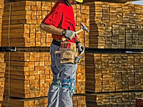 Custom LeathercraftIP489X Suede Tool Bag & Poly Web Belt, 3 Pocket , Tan Custom Leathercraft