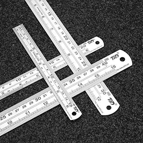 Ruler Metal Stainless Steel Ruler Straight Edge Measuring Tool Set of 4(6/8/12/16 inch) Fyore