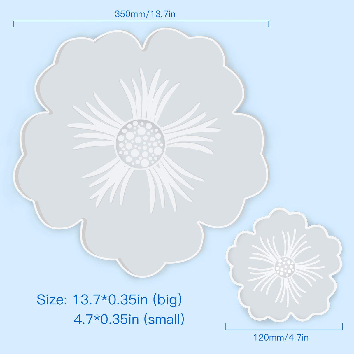 Panamalar Silicone Resin Molds, 1PCS Large Resin Tray Mold and 5PCS Coaster Molds for Resin Casting, Flower Shape Epoxy Resin Casting Molds for DIY, PANAMALAR