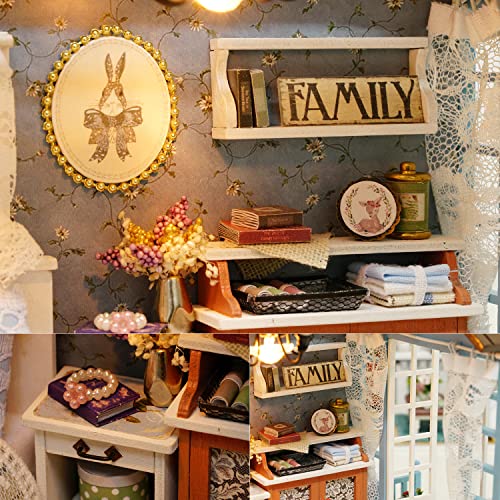 TuKIIE DIY Miniature Dollhouse Kit, 1:24 Scale Wooden Mini Christmas Doll House Accessories with Furniture for Kids Teens Adults(Forest Times) TuKIIE